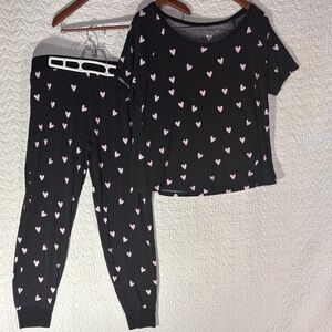 Honeydew Intimates Black and Pink Heart Pajama Set